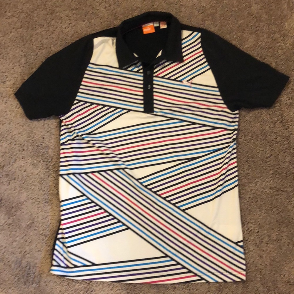 White and Black Puma Golf Polo
